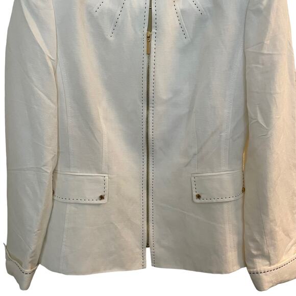 Tahari White Blazer Jacket With White Sleeveless Top Linen Women Size 4 - Picture 4 of 12